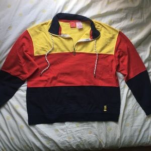 80s Colorblock Quarter Zip Sweatshirt